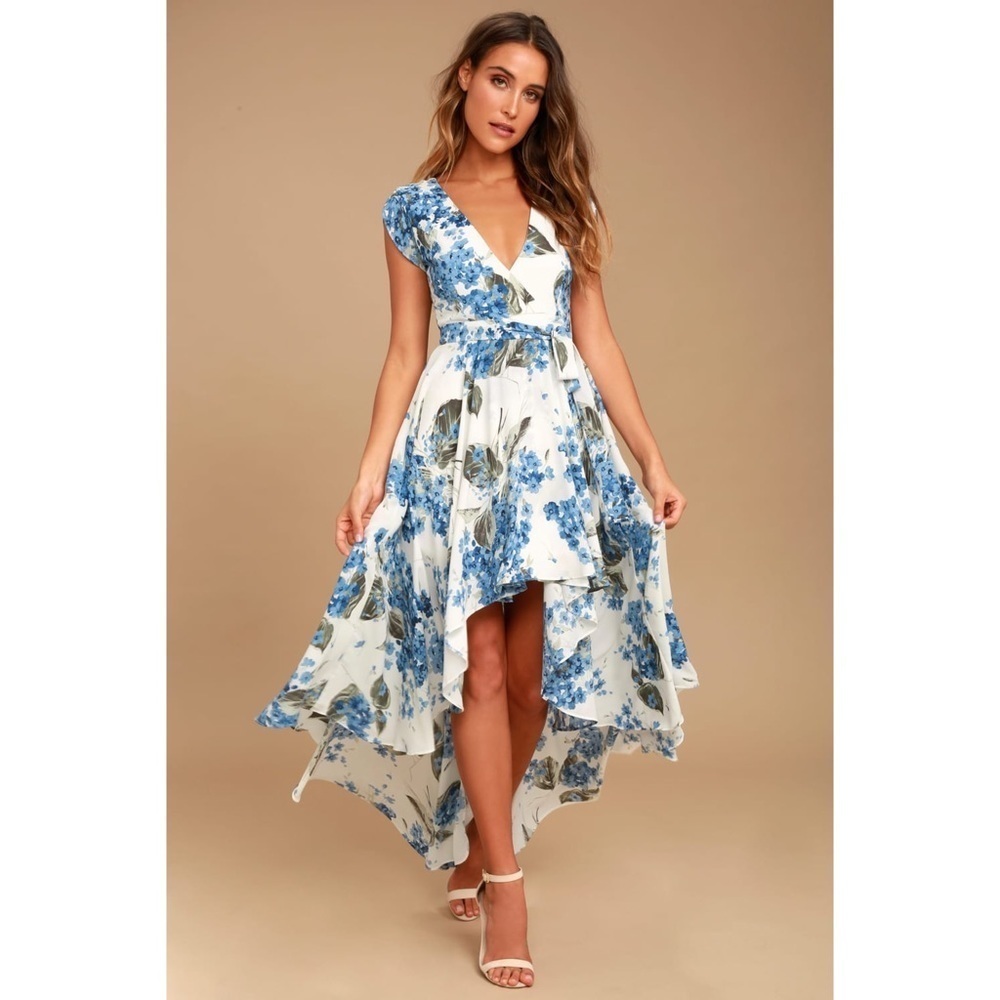 NWT Lulu's Blue Floral High Low Dress